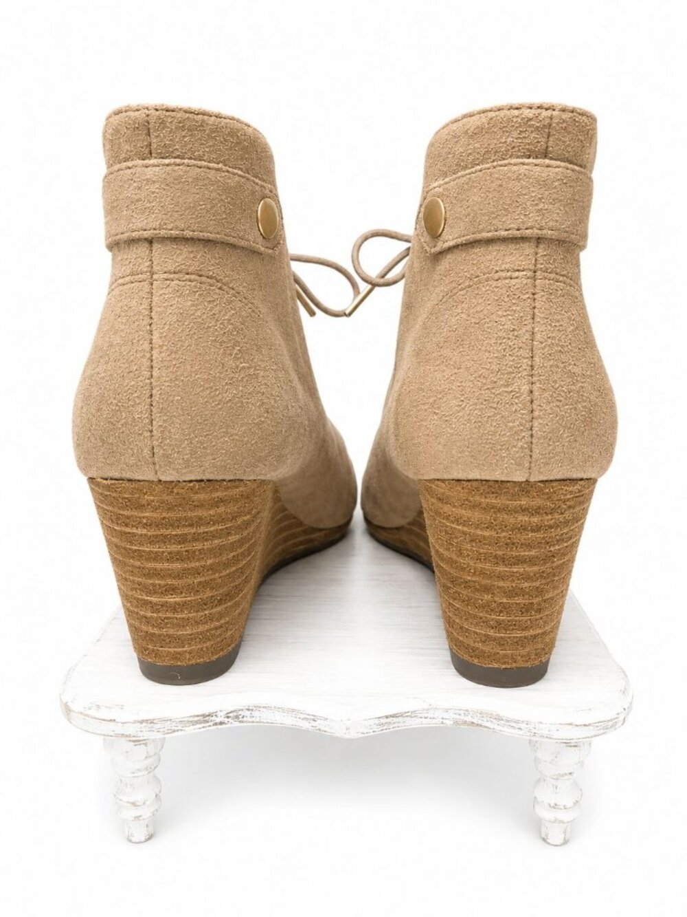 Dr. Scholls Be Energized Conquer Tan Faux Suede Stacked Wedge Lace-up, 8.5 NWOT - Picture 5 of 6